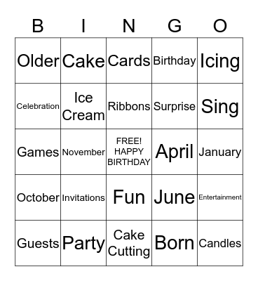 Birthday Bingo Card