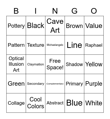 Art Class Bingo! Bingo Card