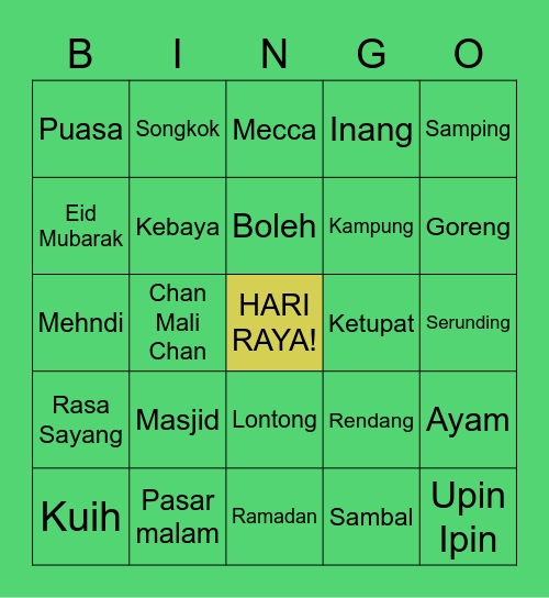 HARI RAYA BINGO Card