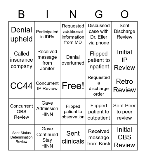 Case Management Bingo (UR edition) Bingo Card