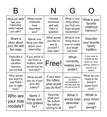 This is My Story Bingo Card