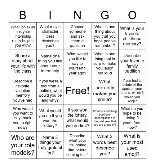 This is My Story Bingo Card