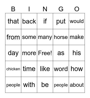 Untitled Bingo Card