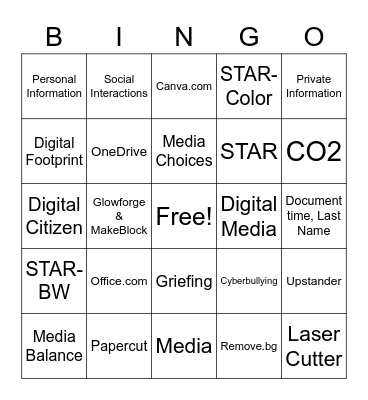 STAR Bingo Card