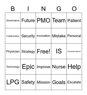 Information Systems Bingo Card