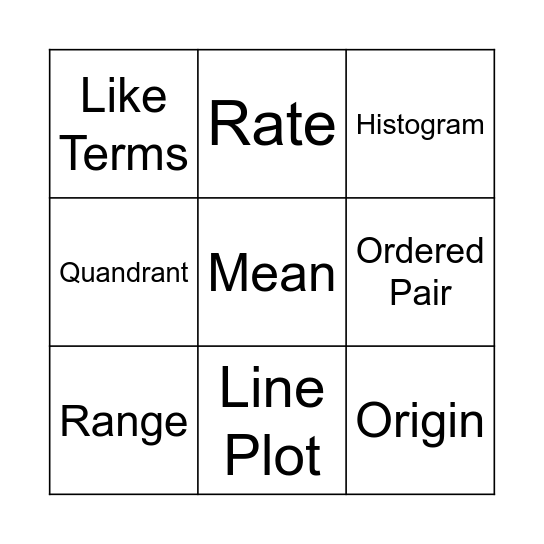 Quiz 5 Bingo Card