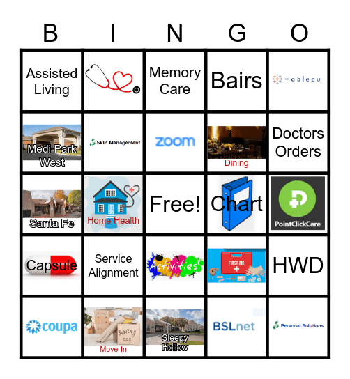 Brookdale Nurse Bingo Card