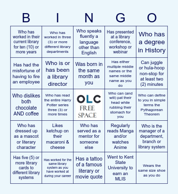 Library Mingle Bingo!  Find Someone who… Bingo Card