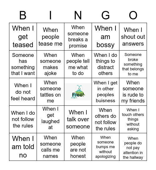 Bugs and Wishes Bingo Card
