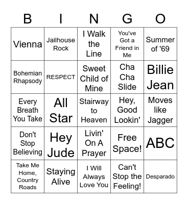 MUSIC BINGO Card