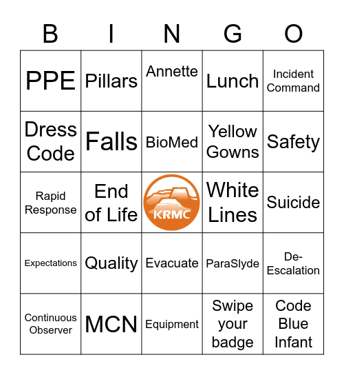 KRMC Orientation BINGO Card