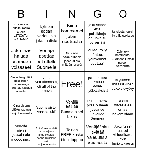 NATO BINGO Card