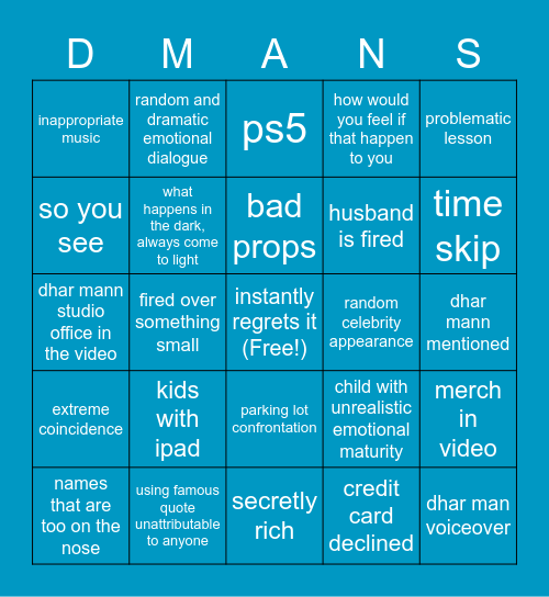 Dhar mann gaming bingo Card