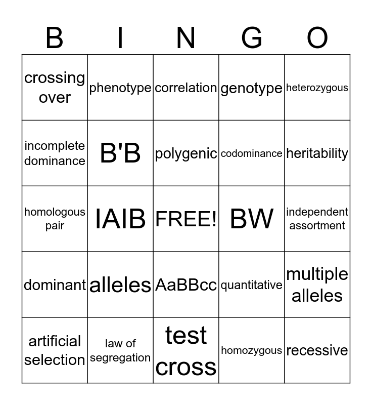 Chapter 6 Bingo Card