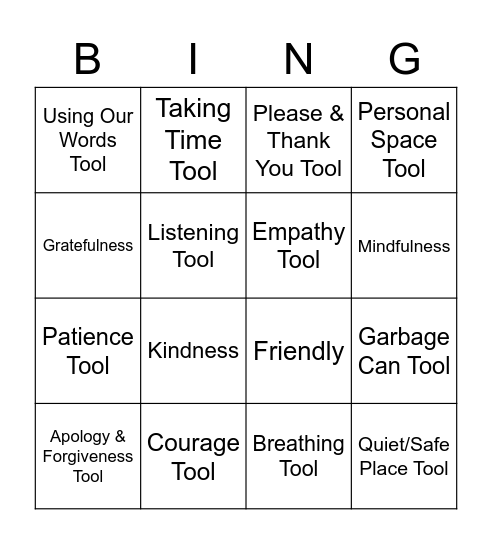 Tool Box Bingo ! Bingo Card