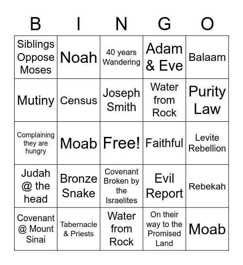 NUMBERS ROAD TRIP Bingo Card