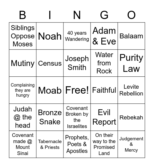 NUMBERS ROAD TRIP Bingo Card