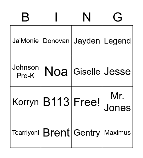 Our Classroom Bingo Card