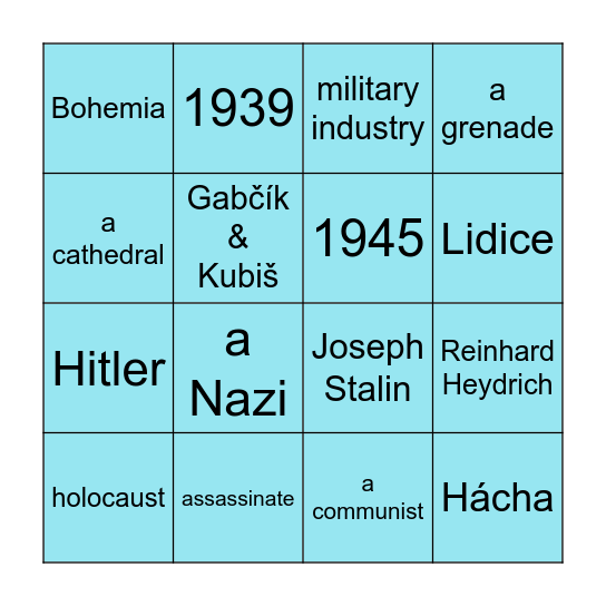 Revision of WWII - terminology Bingo Card