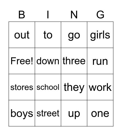 Book1 Go #3 and Boys and Girls #4 Bingo Card