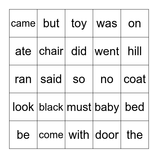 K block 6 Bingo Card