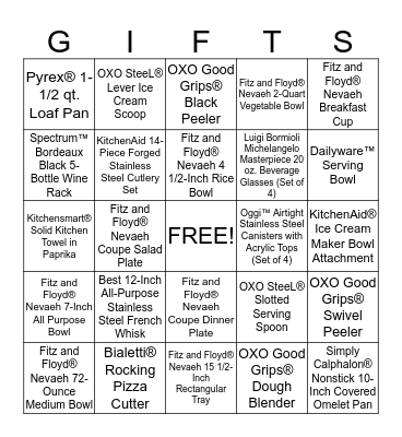 Shower Gift Bingo Card