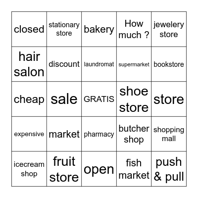 Stores Bingo Card