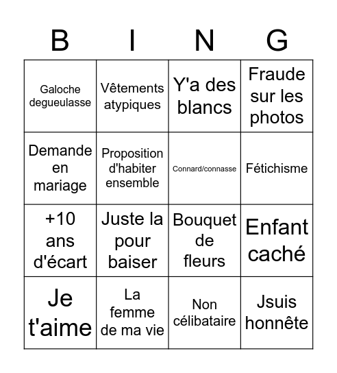 Et si on se rencontrait Bingo Card