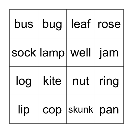 Reading Bingo Card