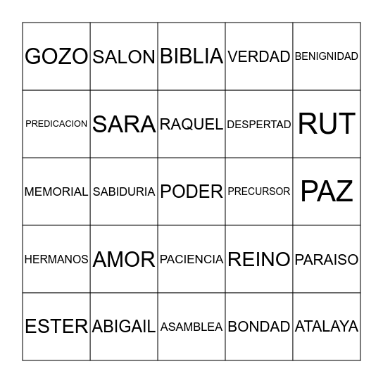 "BINGO"  TEOCRATICO Bingo Card