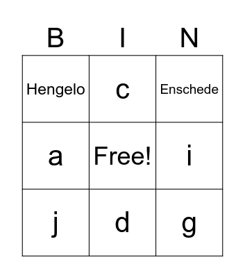 Muziekbingo dr. de Jongstraat Bingo Card