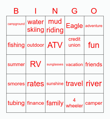 Finance Your Fun Bingo Card