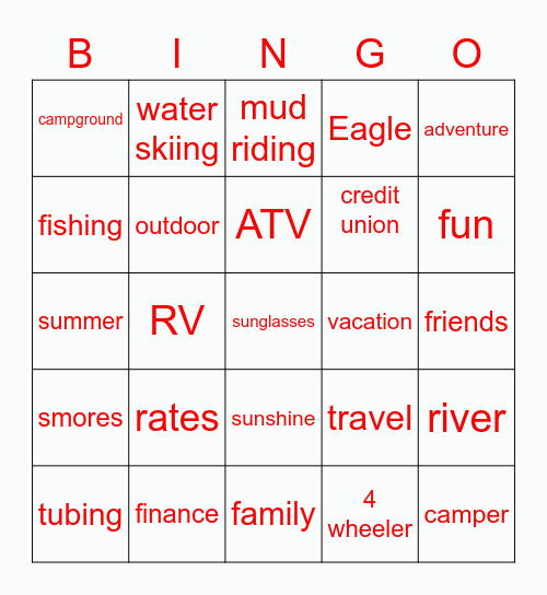 Finance Your Fun Bingo Card