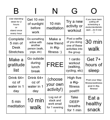 #ig-fitness Summit Reset! Bingo Card