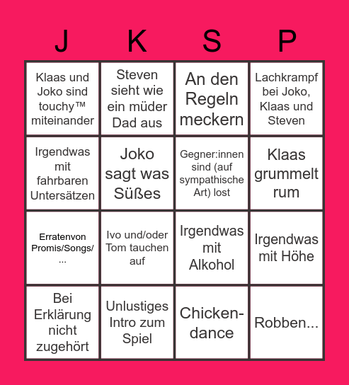 JKVSP7 Bingo Card