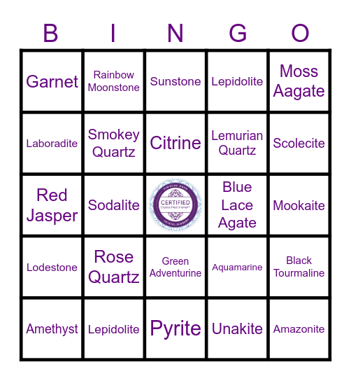 HMCA Summer Crystal Camp Term Bingo Card