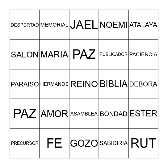 "BINGO" TEOCRATICO Bingo Card