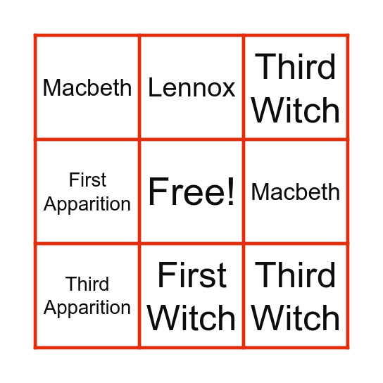 Macbeth Act 4 Scene 1 Bingo Card