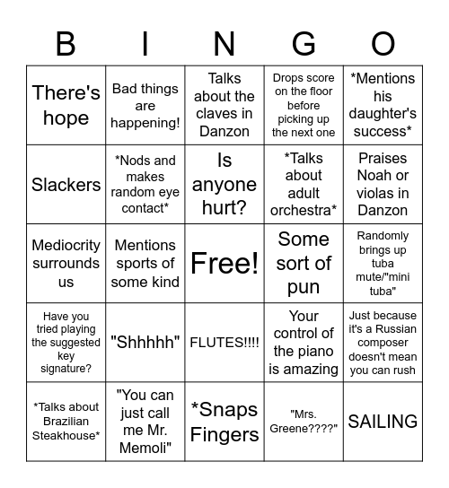 Memoli Bingo Card
