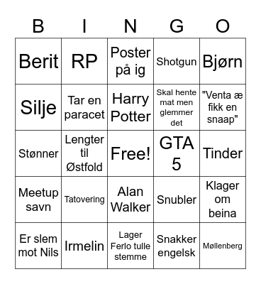 Andreas bingo Card