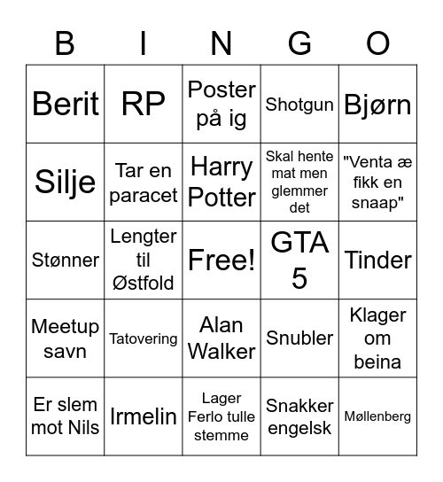 Andreas bingo Card
