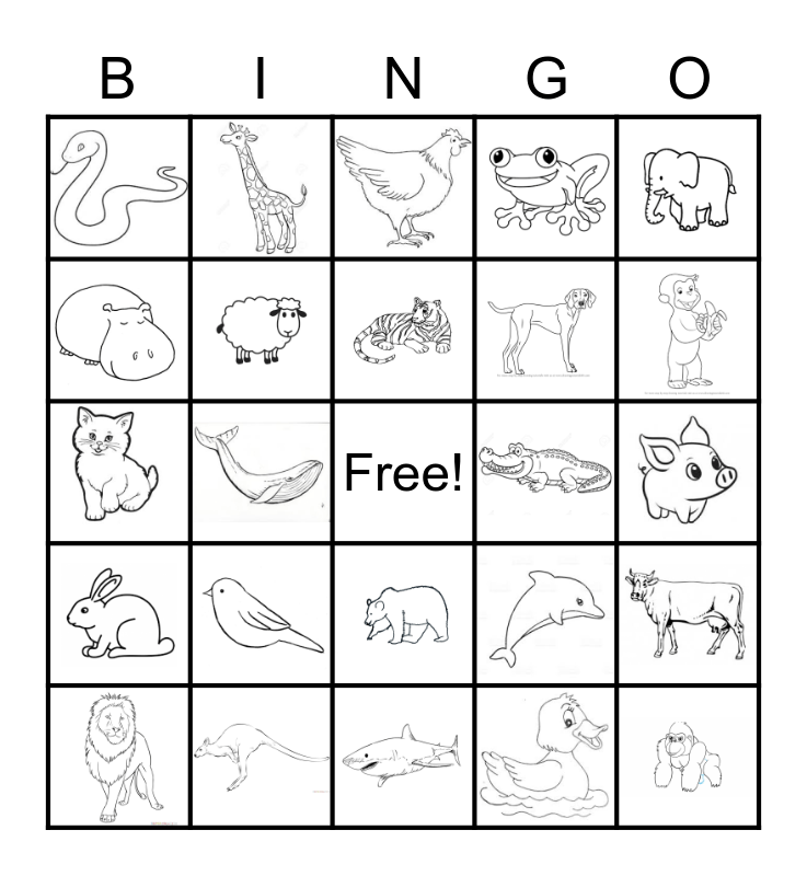 Animais #1 Bingo Card