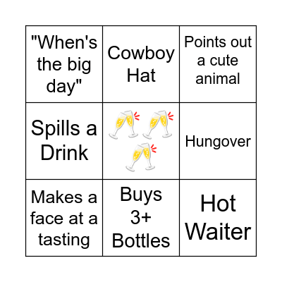 Bachelorette Bingo Card