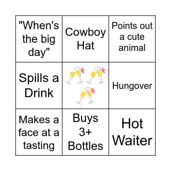 Bachelorette Bingo Card