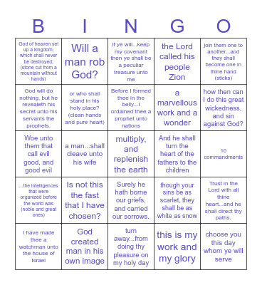 Old Testament Doctrinal Mastery Bingo Card