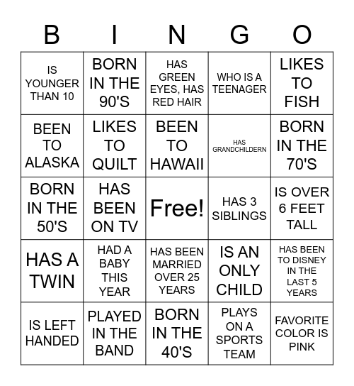 BAYER FAMILY Bingo Card