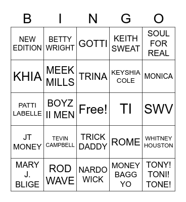 R & BABY Bingo Card