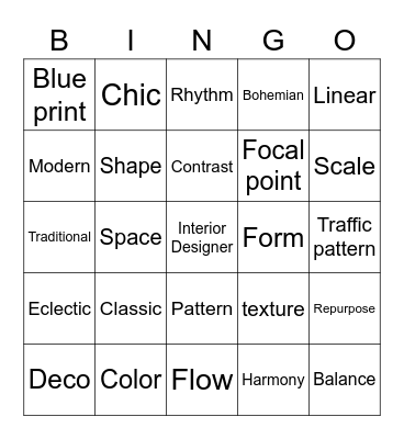 HGTV B-I-N-G-O Bingo Card
