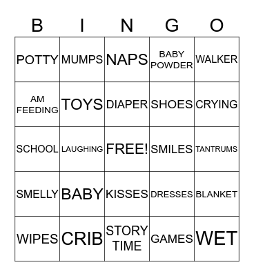JEN AND LEE'S BABIES Bingo Card