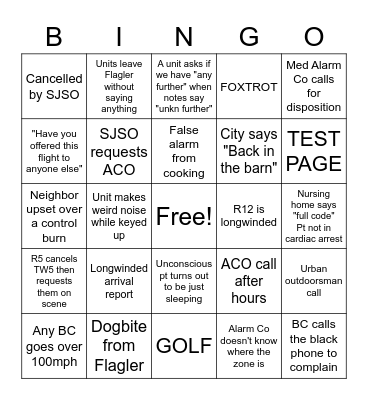 FIRE RESCUE BINGO Card